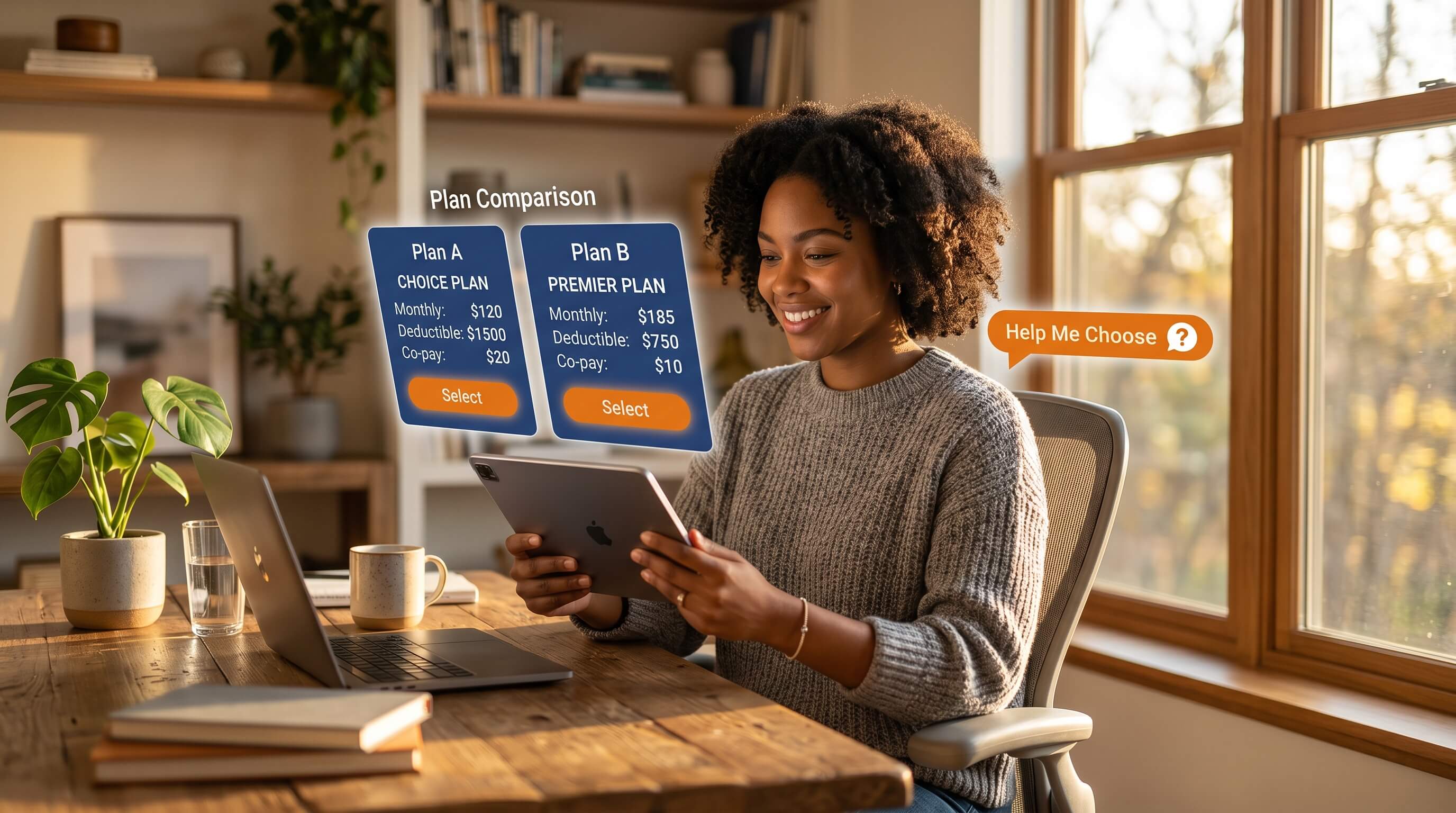 Employee enrolling in benefits on a laptop